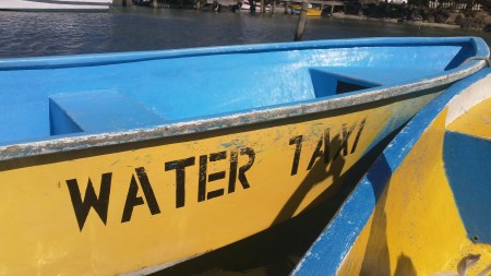water taxi on roatan, honduras 